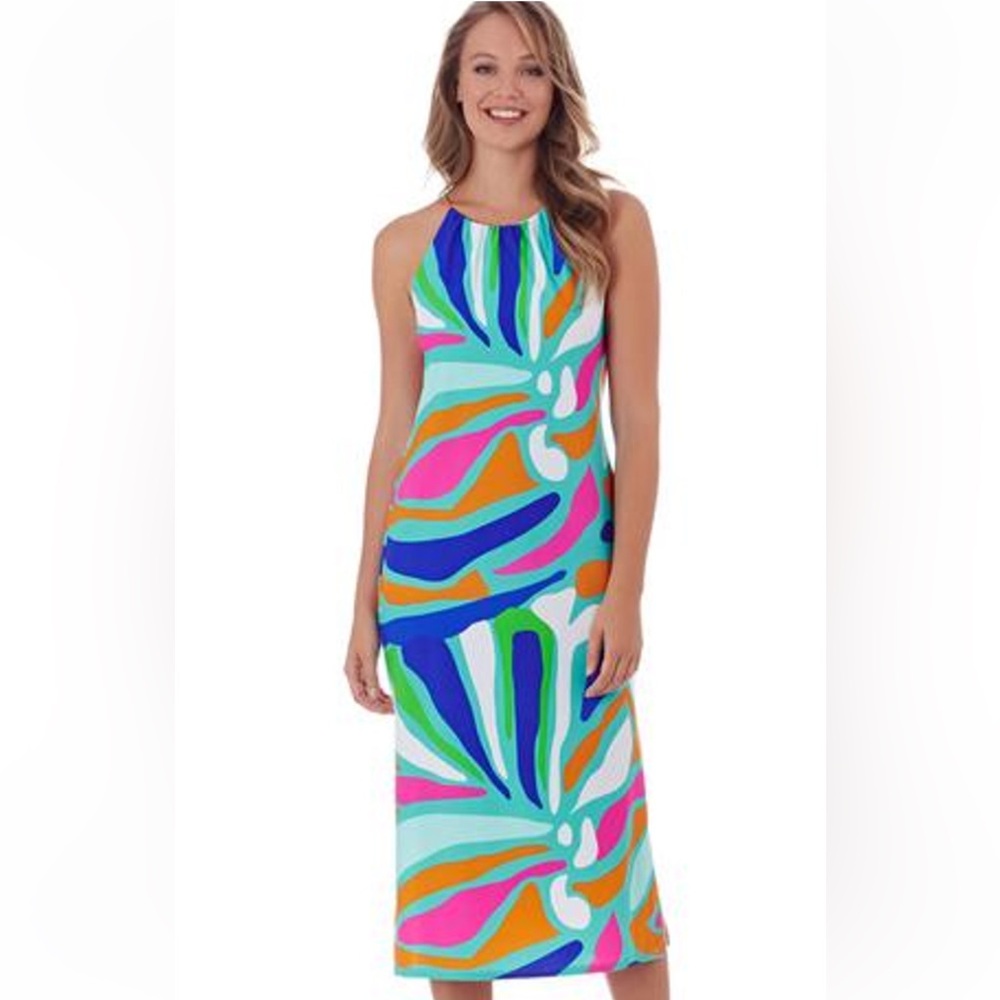 Jude Connally XS Anya Dress in Ocean Abstract Aqua